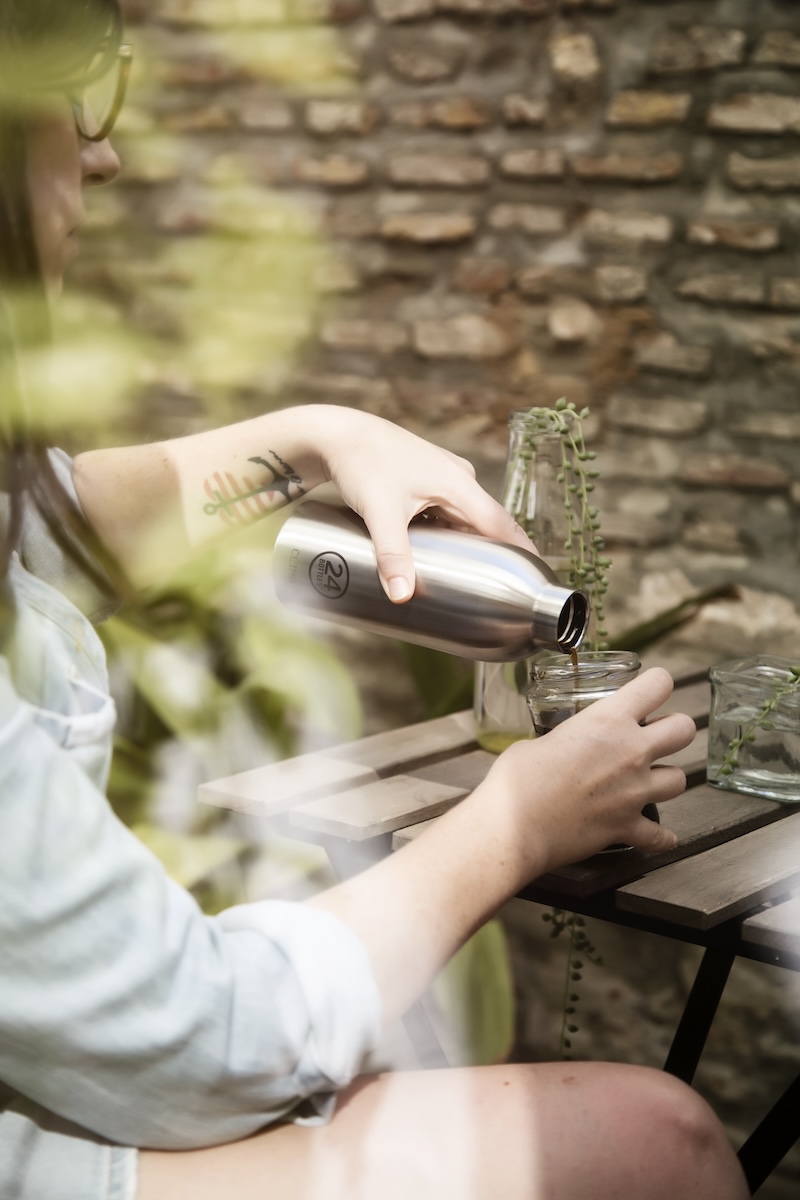 Edelstahl-Trinkflasche Metall von 24Bottles